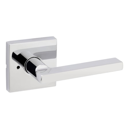 Kwikset Halifax Lever with Square Rose Privacy Door Lock with 6AL Latch and RCS Strike Bright Chrome Finish 730HFLSQT-26